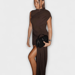 Lucina – Round Neck Geometric Maxi Dress