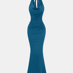 Lunaria - Halter Draped Backless Bodycon Dress