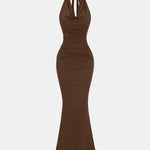 Lunaria - Halter Draped Backless Bodycon Dress