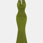 Lunaria - Halter Draped Backless Bodycon Dress