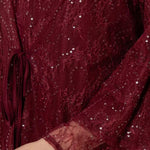 Lunessa – Sequin Lace Tie Waist Abaya in Raisin