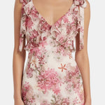 Maddie – Floral Ruffle Tie-Strap Midi Dress