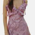 Maddie – Floral Ruffle Tie-Strap Midi Dress