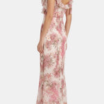 Maddie – Floral Ruffle Tie-Strap Midi Dress