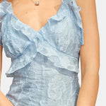 Maddie – Floral Ruffle Tie-Strap Midi Dress