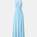 Mae – Plunging Halter Split Long Dress