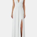 Mae – Plunging Halter Split Long Dress