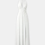 Mae – Plunging Halter Split Long Dress