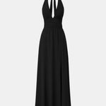 Mae – Plunging Halter Split Long Dress