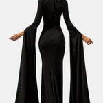 Maegann - Cape Sleeve Cutout Black Mermaid Evening Dress