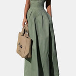 Maicha – Solid Zipper Front Sleeveless Maxi Dress