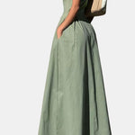 Maicha – Solid Zipper Front Sleeveless Maxi Dress