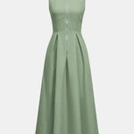 Maicha – Solid Zipper Front Sleeveless Maxi Dress