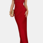 Makenzie – Satin Maxi Dress with Lace-Detail Bodice and Sleek Silhouette