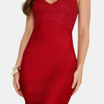 Makenzie – Satin Maxi Dress with Lace-Detail Bodice and Sleek Silhouette