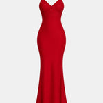 Makenzie – Satin Maxi Dress with Lace-Detail Bodice and Sleek Silhouette