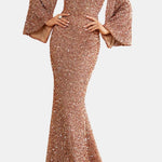 Maren – Sequin Bell Sleeve Mermaid Party Dress