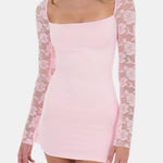 Maribel – Floral Sheer Lace Long Sleeve Dress