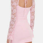 Maribel – Floral Sheer Lace Long Sleeve Dress