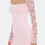 Maribel – Floral Sheer Lace Long Sleeve Dress