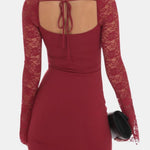 Maribel – Floral Sheer Lace Long Sleeve Dress
