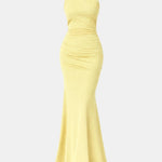 Marilyn – One-Shoulder Draped Maxi Dress in Blue