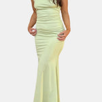 Marilyn – One-Shoulder Draped Maxi Dress in Blue