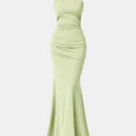 Marilyn – One-Shoulder Draped Maxi Dress in Blue