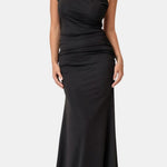 Marilyn – One-Shoulder Draped Maxi Dress in Blue