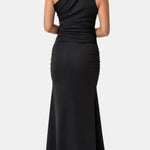 Marilyn – One-Shoulder Draped Maxi Dress in Blue