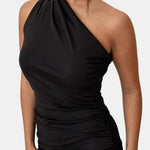 Marilyn – One-Shoulder Draped Maxi Dress in Blue