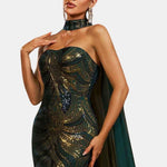 Marina - Sequin Cape Mermaid Evening Dress