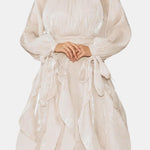 Marjorie – Puff-Sleeve Ruffle-Trim Maxi Dress with Flowing Layers