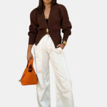 Marta - V-Neck Knit Sweater Cardigan