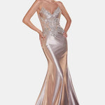 Mela - Satin Mermaid Dress with Beaded Bodice