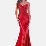 Mela - Satin Mermaid Dress with Beaded Bodice