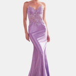 Mela - Satin Mermaid Dress with Beaded Bodice
