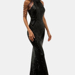 Mikka - Cold Shoulder Beaded Sequin Cocktail Dress