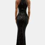Mikka - Cold Shoulder Beaded Sequin Cocktail Dress