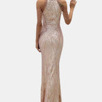 Mikka - Cold Shoulder Beaded Sequin Cocktail Dress