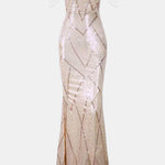 Mikka - Cold Shoulder Beaded Sequin Cocktail Dress