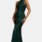 Mikka - Cold Shoulder Beaded Sequin Cocktail Dress