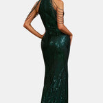 Mikka - Cold Shoulder Beaded Sequin Cocktail Dress