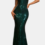 Mikka - Cold Shoulder Beaded Sequin Cocktail Dress