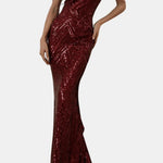 Mikka - Cold Shoulder Beaded Sequin Cocktail Dress