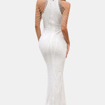 Mikka - Cold Shoulder Beaded Sequin Cocktail Dress