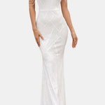 Mikka - Cold Shoulder Beaded Sequin Cocktail Dress