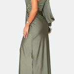 Mina – One-Shoulder Draped Maxi Dress with Elegant Slit