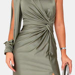 Mina – One-Shoulder Draped Maxi Dress with Elegant Slit