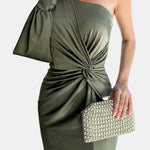 Mina – One-Shoulder Draped Maxi Dress with Elegant Slit